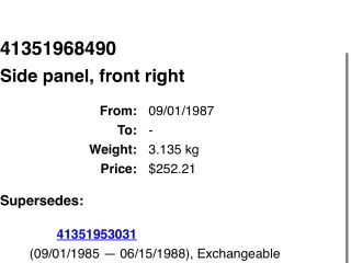 bontott BMW 3 E30 Jobb első Sárvédő