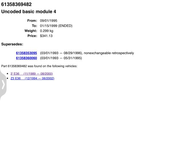 bontott BMW 3 E36 Komfort Elektronika