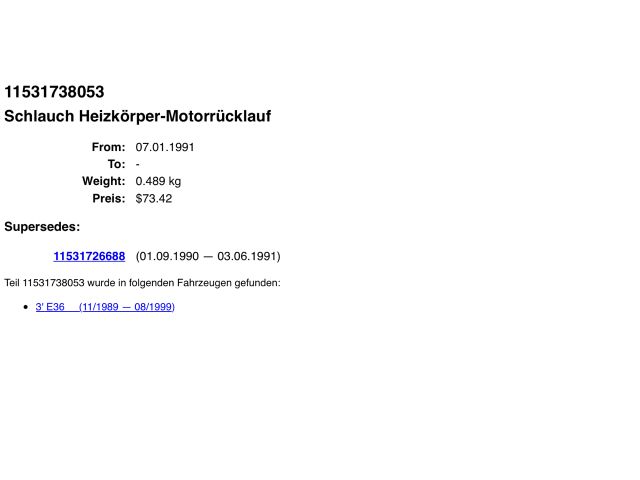bontott BMW 3 E36 Vízcső