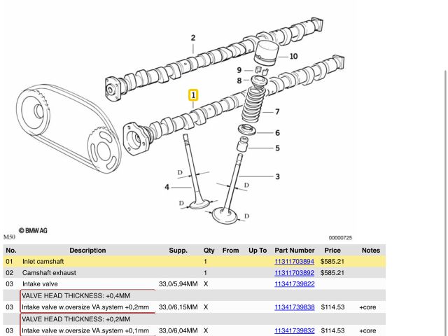 bontott BMW 3 E36 Szívó Vezérműtengely