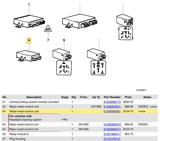 bontott BMW 3 E36 Ablaktörlő Relé