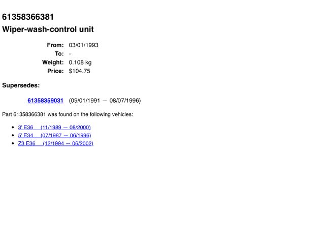 bontott BMW 3 E36 Ablaktörlő Relé