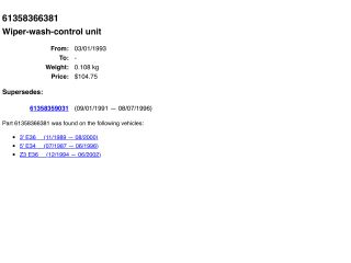 bontott BMW 3 E36 Ablaktörlő Relé