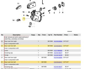 bontott BMW 3 E36 Bal első Ajtózár