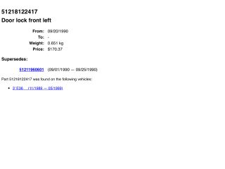 bontott BMW 3 E36 Bal első Ajtózár