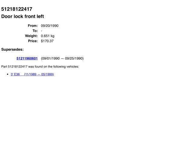 bontott BMW 3 E36 Bal első Ajtózár