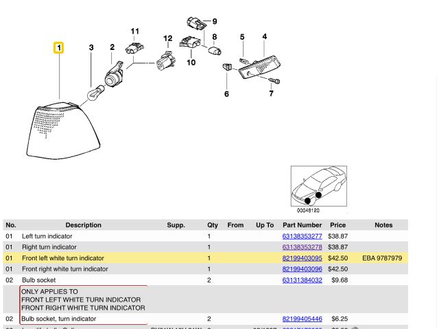 bontott BMW 3 E36 Bal első Irányjelző