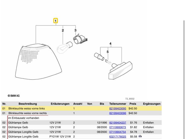bontott BMW 3 E36 Bal első Irányjelző
