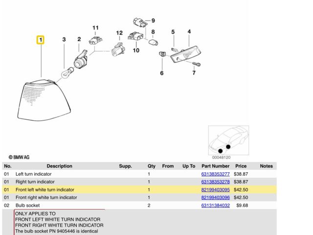 bontott BMW 3 E36 Bal első Irányjelző