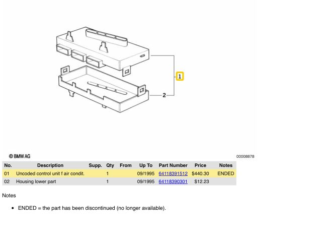 bontott BMW 3 E36 Fűtés Vezérlő Modul