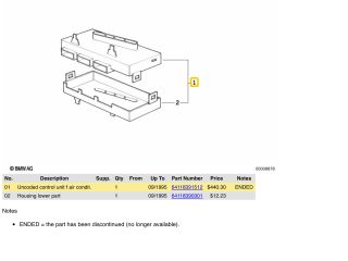 bontott BMW 3 E36 Fűtés Vezérlő Modul