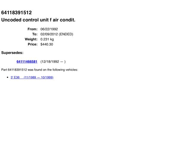 bontott BMW 3 E36 Fűtés Vezérlő Modul