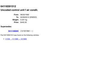 bontott BMW 3 E36 Fűtés Vezérlő Modul