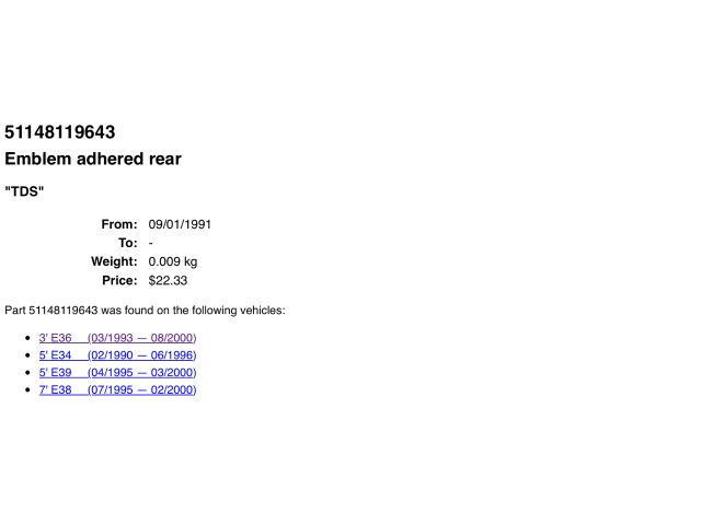 bontott BMW 3 E36 Hátsó Embléma