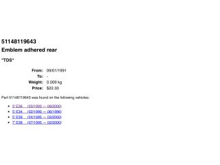 bontott BMW 3 E36 Hátsó Embléma