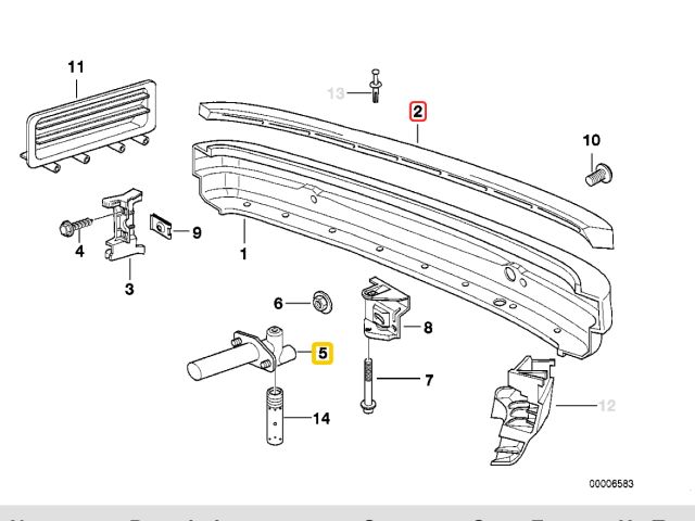 bontott BMW 3 E36 Hátsó Lökhárító Merevítő (Fém)