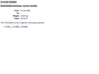 bontott BMW 3 E36 Jobb első Ajtózár