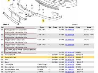 bontott BMW 3 E36 Jobb első Lökhárító Díszléc