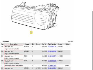 bontott BMW 3 E36 Jobb Fényszóró