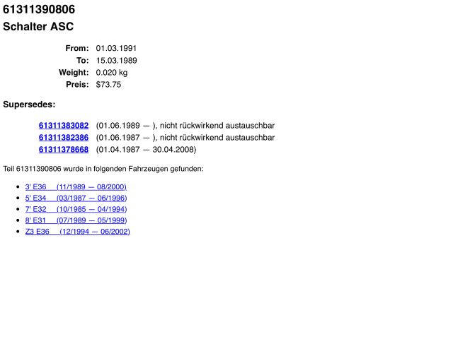 bontott BMW 3 E36 Kombinált Kapcsoló