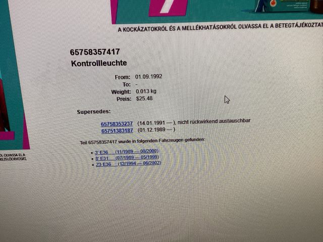 bontott BMW 3 E36 Kombinált Kapcsoló