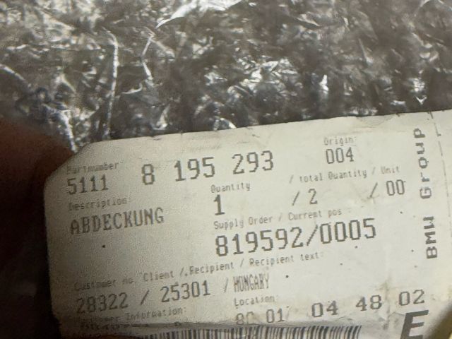 bontott BMW 3 E46 Bal Ködlámpa Rács