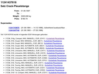 bontott BMW 3 E46 Hajtókar