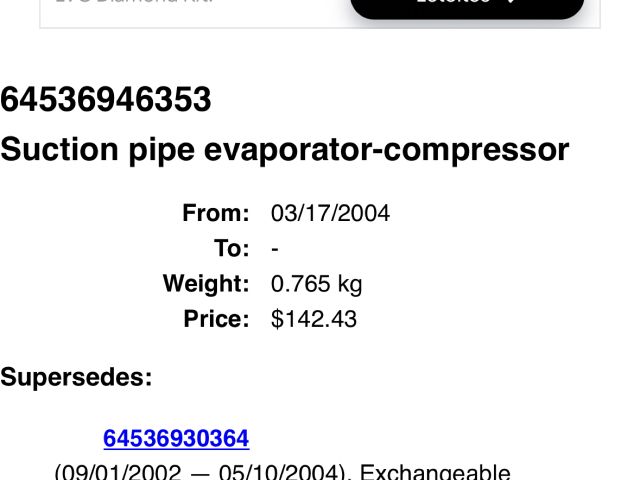 bontott BMW 3 E46 Klíma Cső