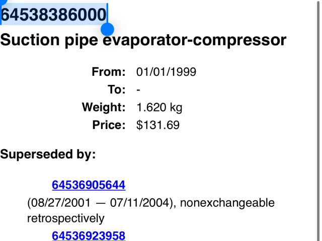 bontott BMW 3 E46 Klíma Cső
