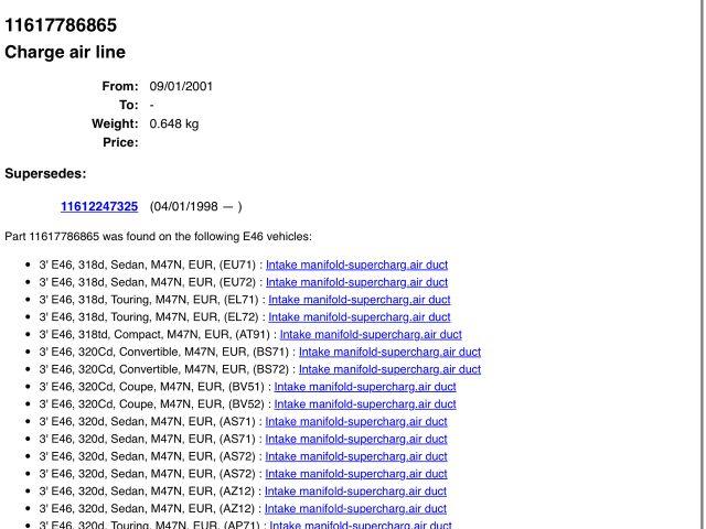 bontott BMW 3 E46 Turbócső