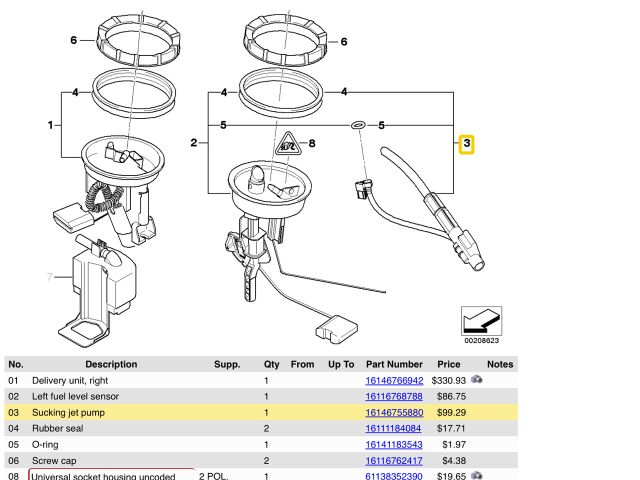bontott BMW 3 E46 Üzemanyagszint Jeladó
