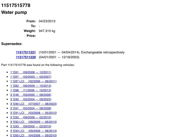 bontott BMW 3 E46 Vízpumpa