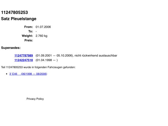 bontott BMW 3 E46 Hajtókar