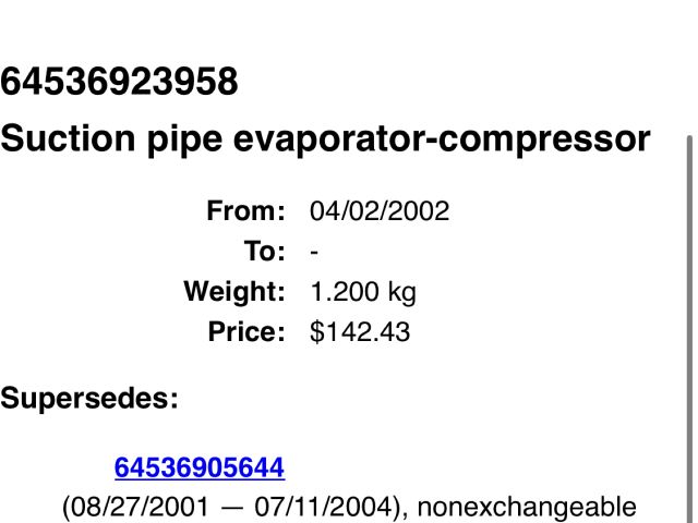 bontott BMW 3 E46 Klíma Cső