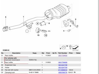bontott BMW 3 E46 Komplett Kipufogó Rendszer