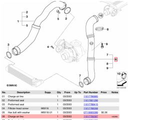 bontott BMW 3 E46 Turbócső
