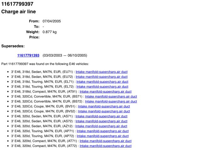 bontott BMW 3 E46 Turbócső