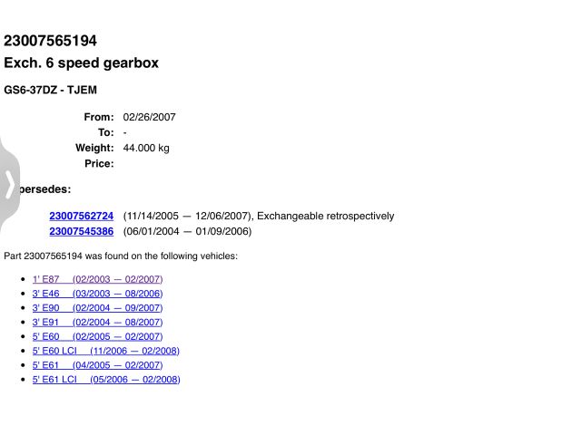 bontott BMW 3 E46 Váltó (Mechanikus)