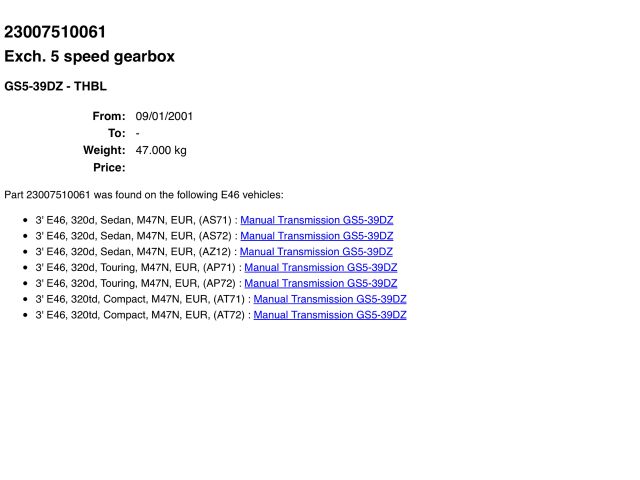 bontott BMW 3 E46 Váltó (Mechanikus)