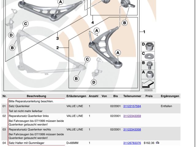 bontott BMW 3 E46 Bal első Lengőkar