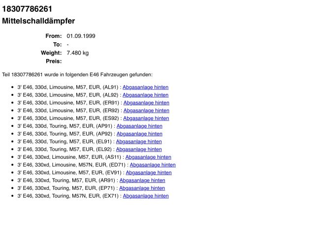 bontott BMW 3 E46 Komplett Kipufogó Rendszer