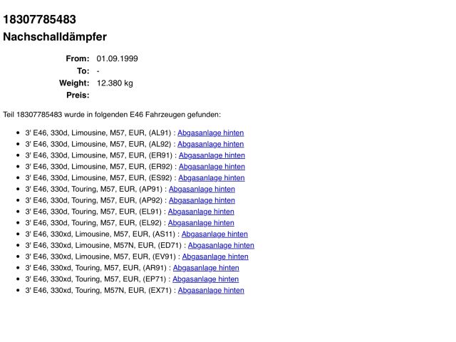 bontott BMW 3 E46 Komplett Kipufogó Rendszer