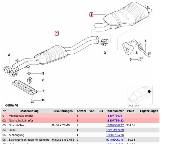bontott BMW 3 E46 Komplett Kipufogó Rendszer