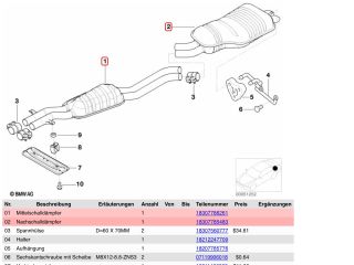 bontott BMW 3 E46 Komplett Kipufogó Rendszer
