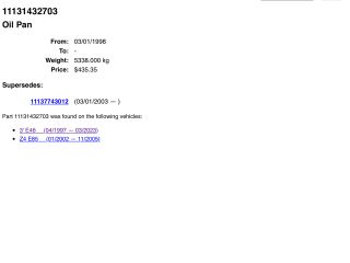 bontott BMW 3 E46 Olajteknő