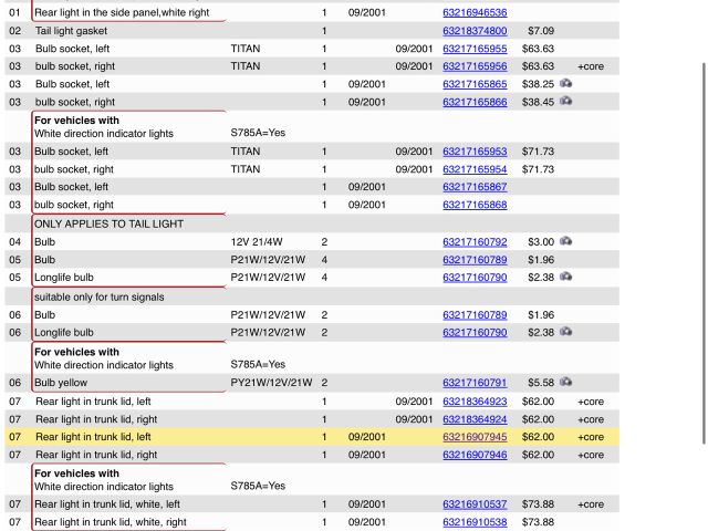 bontott BMW 3 E46 Bal Belső Hátsó Lámpa