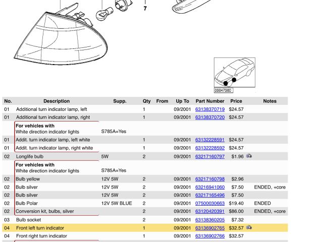 bontott BMW 3 E46 Bal első Irányjelző