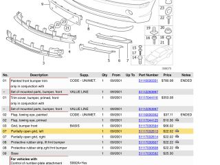 bontott BMW 3 E46 Bal első Lökhárító Sarok