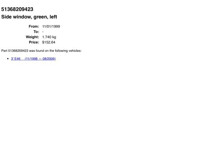 bontott BMW 3 E46 Bal hátsó Ablak