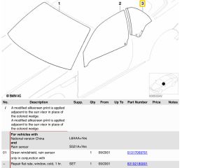 bontott BMW 3 E46 Bal hátsó Ablak